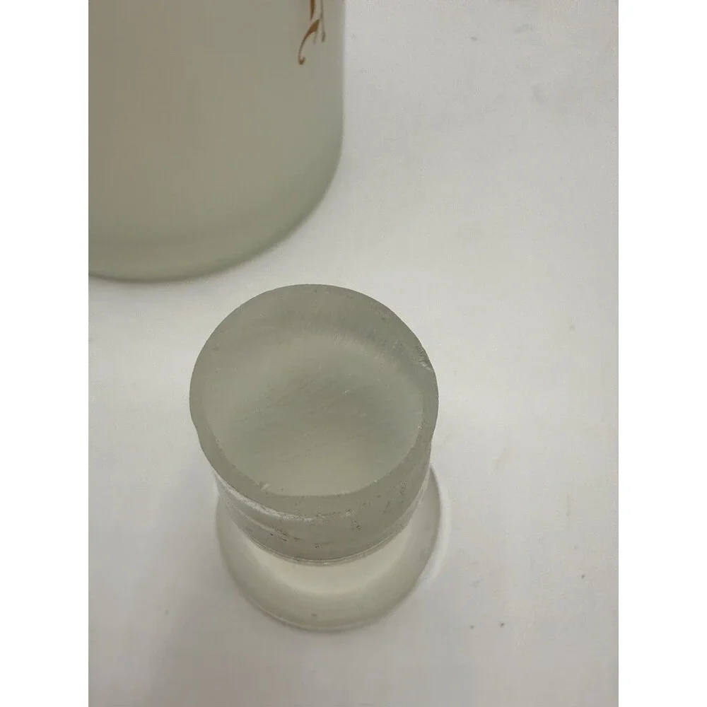 Vintage Frosted Glass Rye & Gin Decanter w/ Glass Stopper : MCM Gold Lettering